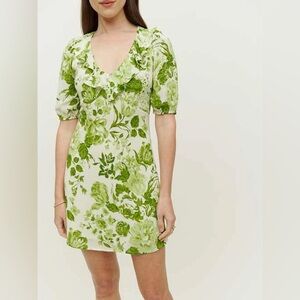 Reformation Simon Mini Dress size 2 NWT in Rialto Floral V-Neck Short Sleeve